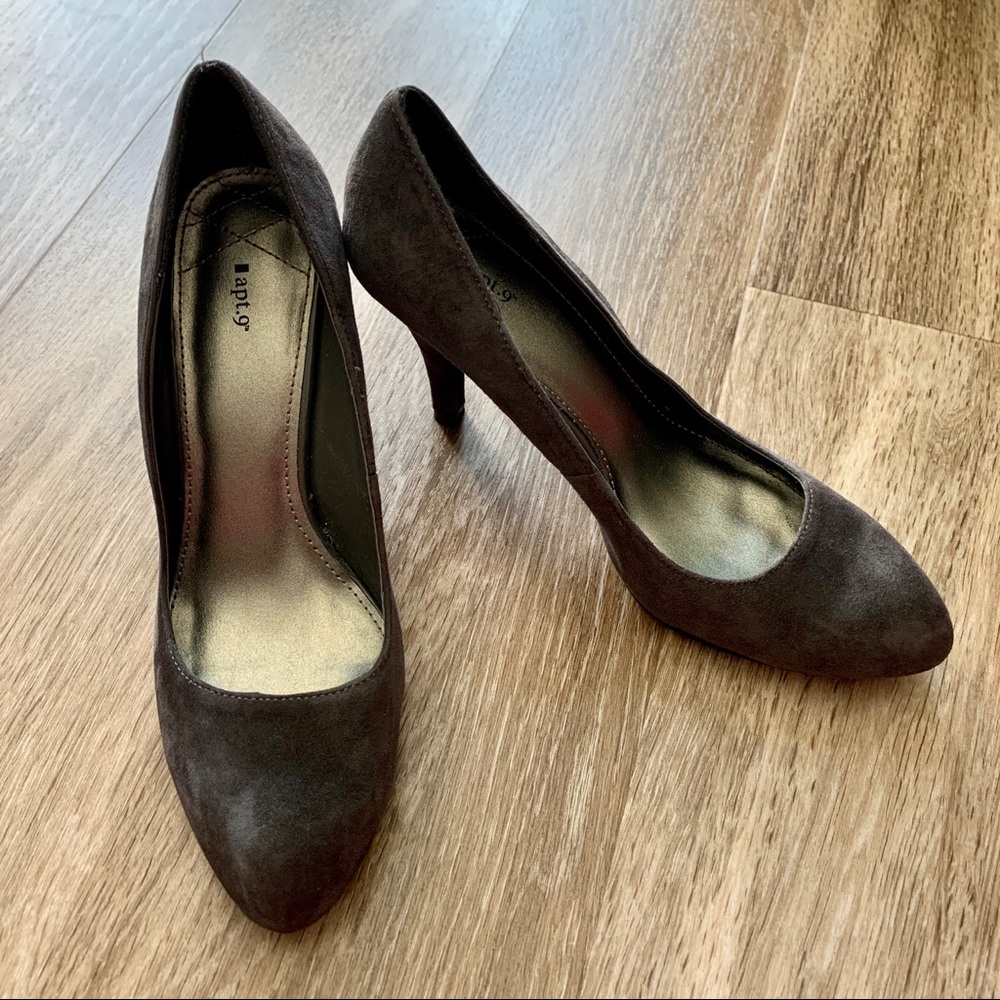 Gray Charcoal Suede High Heels